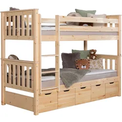 TiCAA Etagenbett Sammy Kiefer Natur