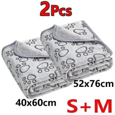 Inspired Finds CozyPaws Plush Pet Blanket Set For Dogs & Cats 2pcs Gray s