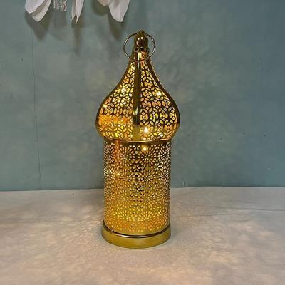 Inspire Select Moroccan Gold Hollow Lantern Elegant Ramadan & Eid Decorative Iron Light s