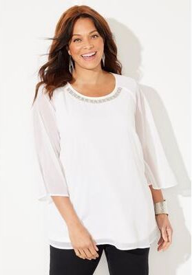 Plus Size Women's Dazzling Blouse by Catherines in Ivory (Size 1XWP)