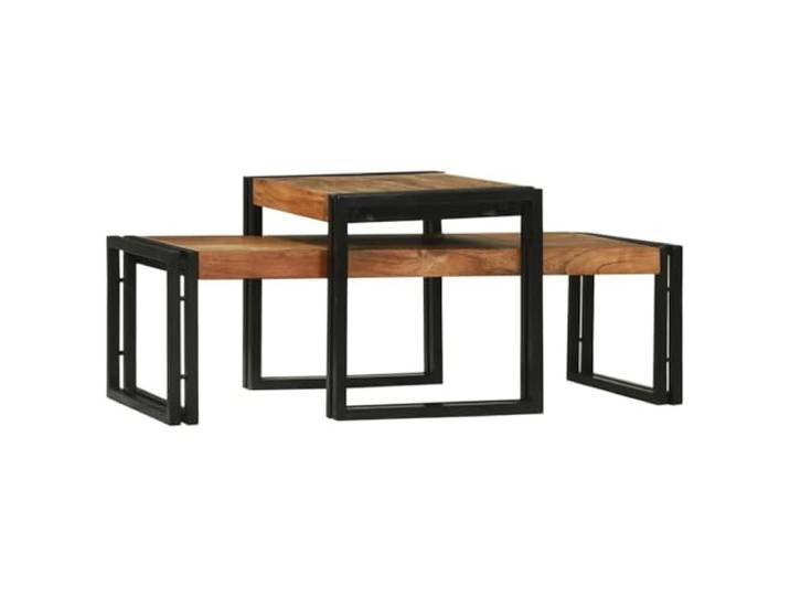 Couchtisch 2 St. Braun 48 x 40 x 40 cm Massivholz Akazie Modernes Design, Stahlrahmen, Akazienholzplatte, kompakte Abmessungen, Wohnzimmergestaltung, Getränke- und Bücherplatte