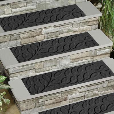 Bungalow Dba Matterly Brittney Leaf Stair Treads Set of Four, Set of Four, Charcoal