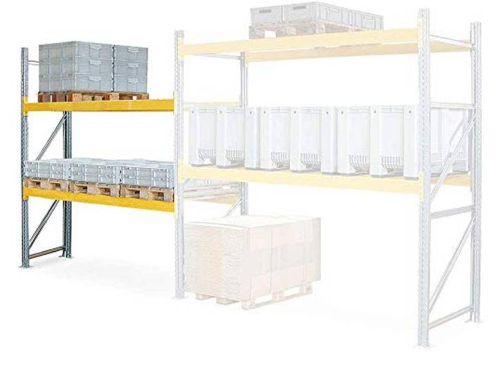BRB Anbauregal zu Palettenregal, 2 Paar Tragbalken, BxTxH 2785x1110x3000 mm, Fachlast 2600 kg/Tragbalkenpaar, Stecksystem, erweiterbar