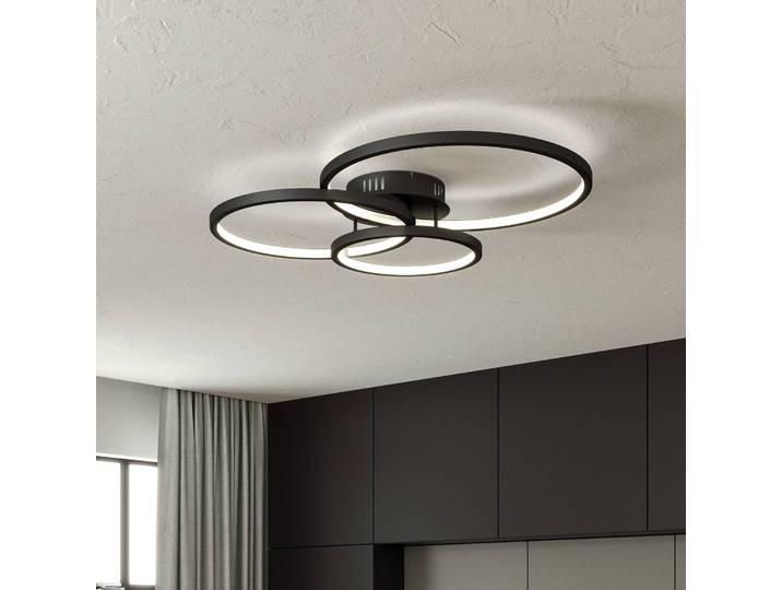 Trio Lighting Smart Home Deckenlampe Aaron, dimmbar, schwarz, für Wohn- / Esszimmer, Metall, Modern, Smart Home Deckenlampe