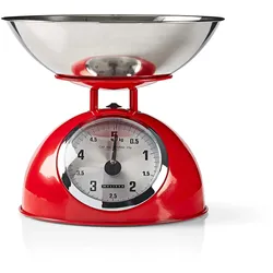 Melissa Retro Küchenwaage | Analog | Metallgehäuse | Abnehmbare Schale | Max. 5kg | 25-Gramm-Schritte | Rot
