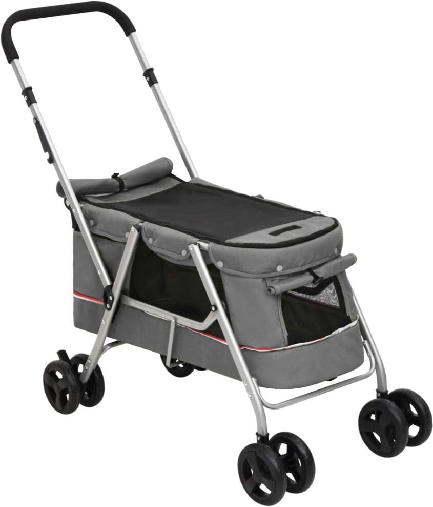vidaXL Poussette pour chien pliante Gris 100x49x96 cm Tissu de lin