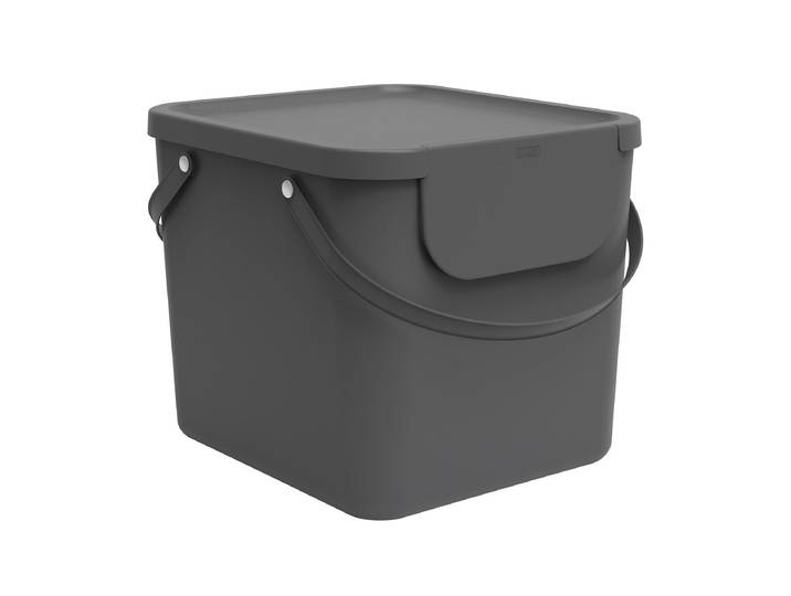 Biomülleimer ROTHO 40L Albula , grau, B:35,8cm H:34cm T:40cm, Kunststoff, Mülleimer, Biomülleimer