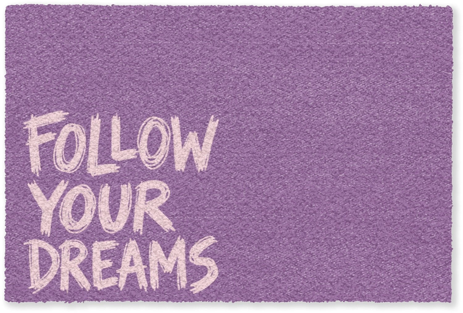 Paarse deurmat Follow your dreams met penseeltextuur voor binnen - 90 x 60 cm