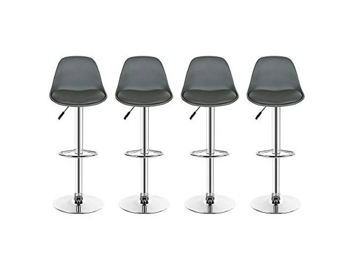 kechao Barhocker 4er-Set, 360° Drehbar und Höhenverstellbar, Barhocker aus PU-Leder (4, Grau)