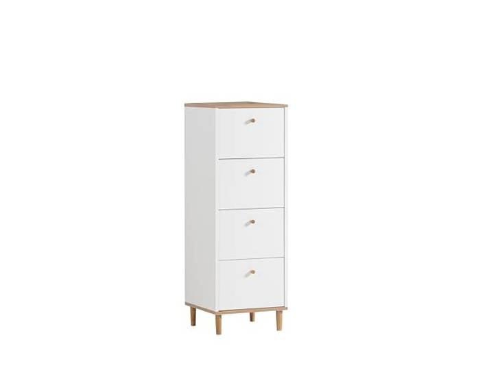 Schildmeyer Kommode Hilda 155884, weiß matt/artisaneiche Dekor, 40 x 40 x 116,7 cm