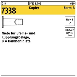 Nieten, Niete DIN 7338 Form B B 5 x 15 Kupfer