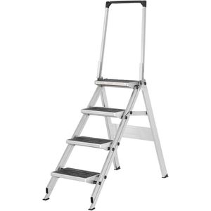 Hymer Klapptritt 606104, aus Aluminium, einseitig begehbare Klapptreppe, mit 4 Stufen & Bügel