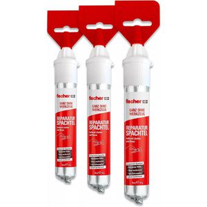 Fischer Spachtelmasse 564378, Reparaturspachtel, weiß, für Wände, Innen- & Außenbereich, 3 x 70ml