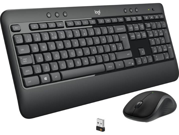 Logitech 920-008685 Clavier avec Souris Universel USB QWERTY US International Noir, Blanc