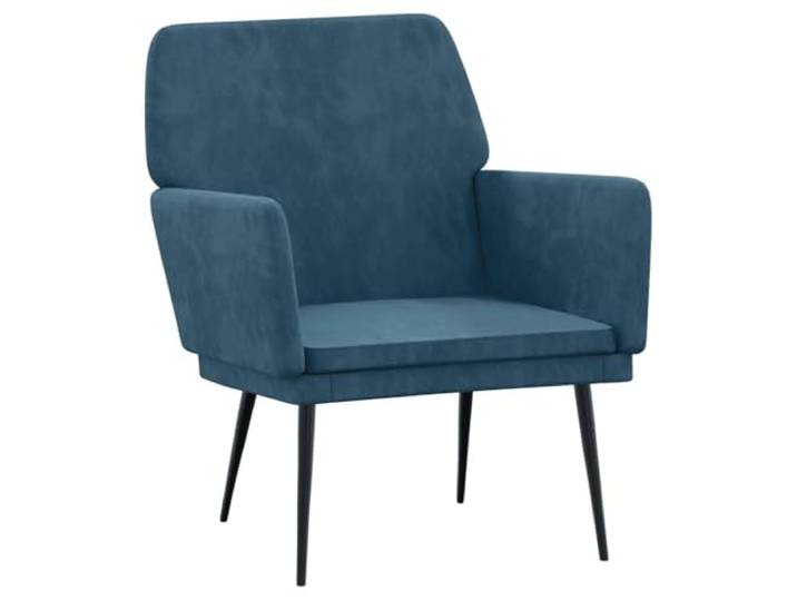Sessel Blau 62x79x79 cm Samt Metallgestell,gepolsterte Armlehnen,schräge Rückenlehne,tiefe Sitzfläche,Montageanleitung