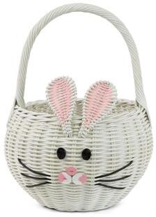 G6 Collection Large Hand Woven Bunny Rattan Wedding Flower Girl Basket Easter Bin Home Decor Cute Handmade Handcrafted Nursery Gift Storage