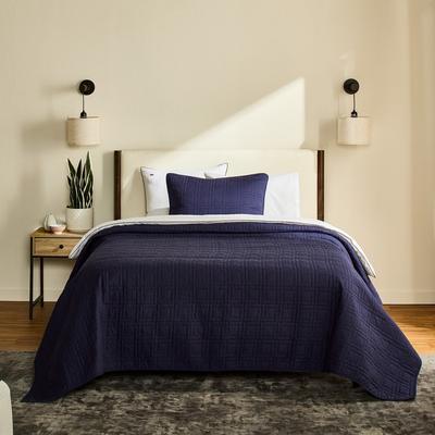 Lacoste Logo 3-Piece Lightweight Cotton Quilt & Sham Bedding Set with Embroidered Quilting