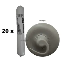 20 x Ramsauer 316 Bodenfuge 1K Hybrid Dichtstoff 600ml Folienbeutel betongrau