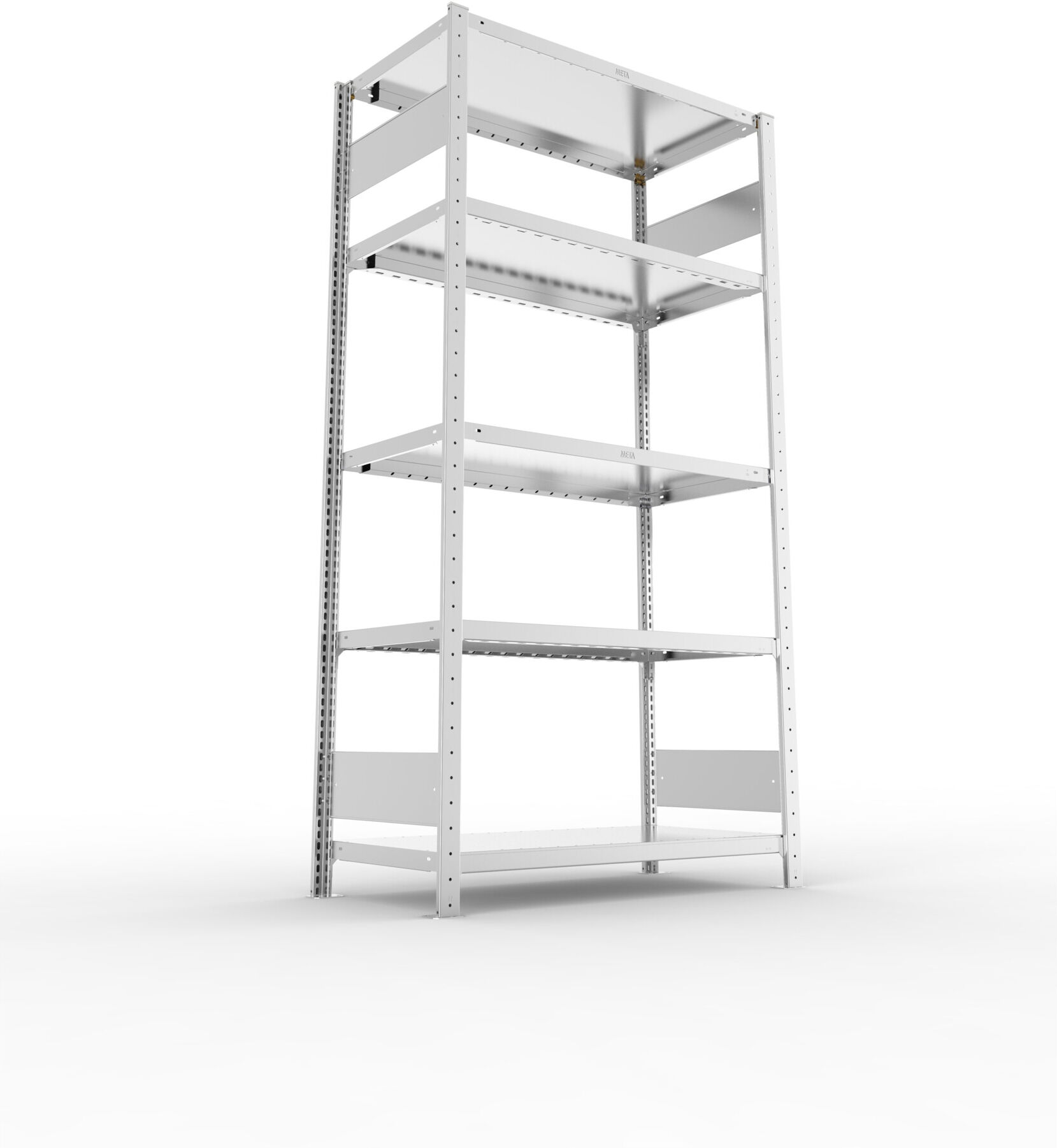 META S3 CLIP230 Fachbodenregal 2000x1000x500 mm, mit 5 Fachböden, beidseitige Bedienung, verzinkt (200185428)