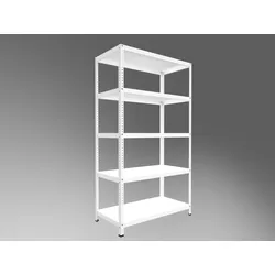 Schraubregal Biedrax 30 x 150 x 180 cm, Weiß, 5 Fachböden, Fachlast 150 kg pro Fachboden