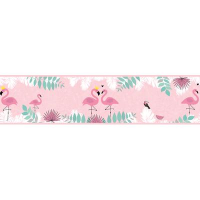 Bordüre A.S. CRÉATION "Flamingo Love", rosa (rosa weiß türkisgrün), B:0,16m L:5m, Papier, Tapeten, Tapete Kinder Borte Wohnzimmer Schlafzimmer Küche Design Kinderzimmer