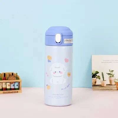 Uplifted Trends Cute Stainless Steel Thermos Insulated Straw Water Bottle blue