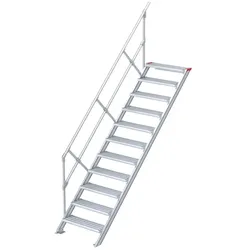 Euroline Treppe 45 Grad, 600 mm Stufenbreite, 1 Handlauf,  Stufenausführung Alu – geri...