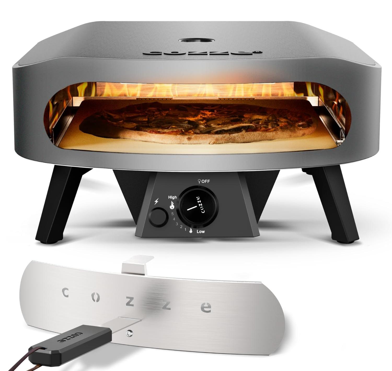 Gasbetriebener Pizzaofen Pizzaofen Pizzaofen Gas - 43 x 43 cm Pizzastein - 8,0 kW - Edelstahl-Brenner - Für Garten und Terrasse
