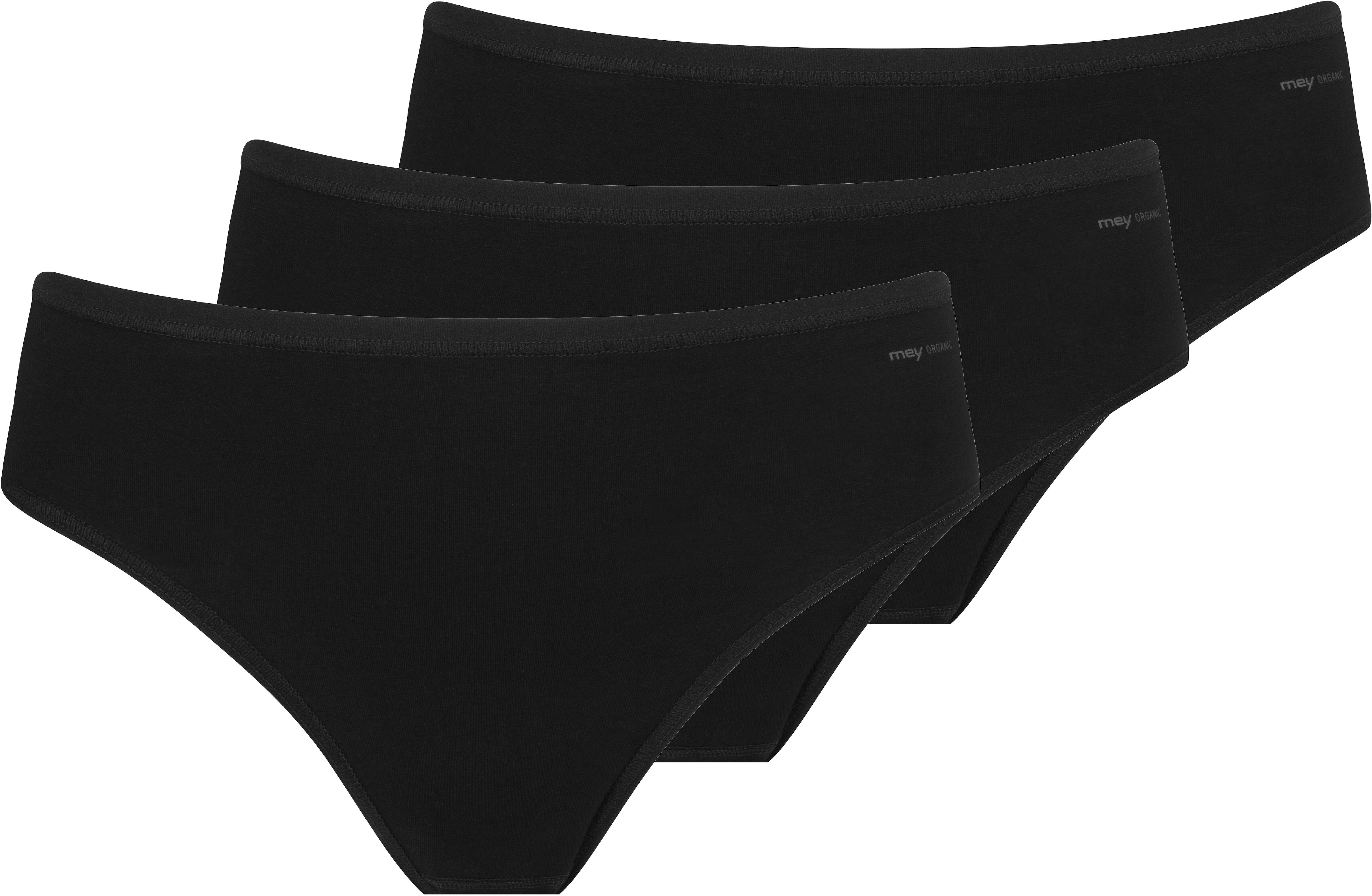 Hipster MEY "SUPERFINE ORGANIC", Damen, Gr. 48, Single Jersey, schwarz, Single Jersey, Obermaterial: 92% Baumwolle, 8% Elasthan, unifarben, körpernah, Unterhosen Hipster, American-Pants mit tiefem Taillensitz schwarz 48, Single Jersey