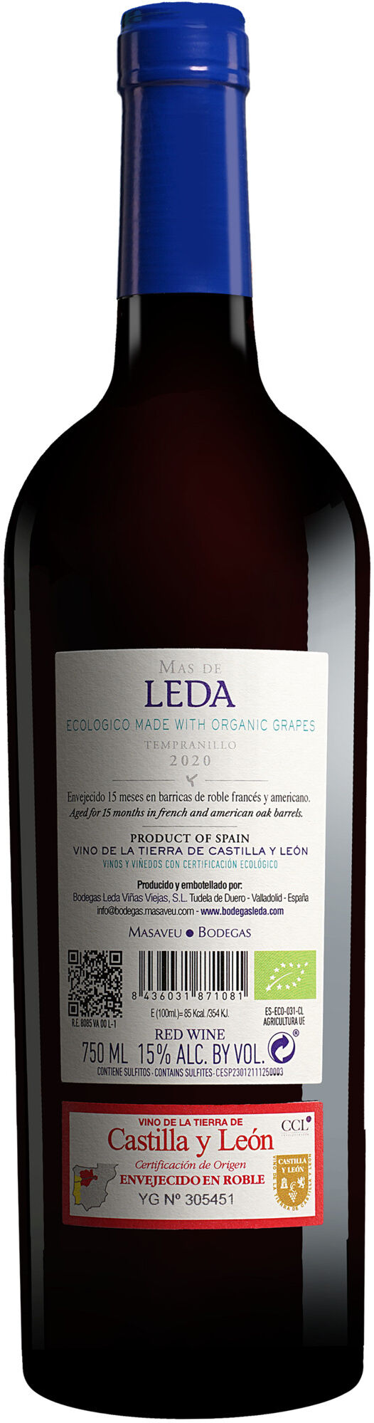 Más de Leda 2020 15% Vol. Rotwein Trocken aus Spanien