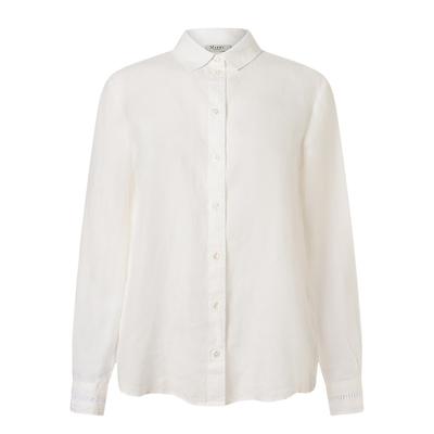 Langarmbluse MAERZ MUENCHEN "Maerz Muenchen 154600 Langarmbluse Damen Bekleidung", Damen, Gr. 46, weiß, 100% Leinen, Blusen