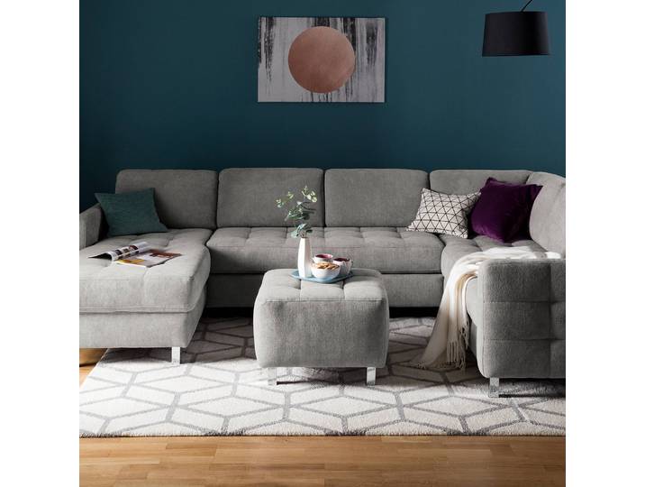 Polsterhocker 56 x 43 x 56cm Grau/Granit