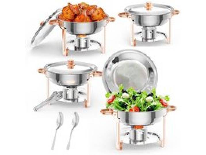 BALOVEBY Réchaud buffet rose gold 5L – Inox 201 démontable – Lot de 4 – Idéal réceptions mariages fêtes