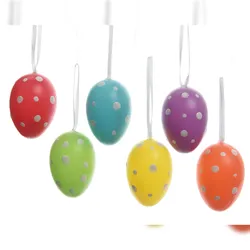 Decoris 8 Ostereier 5cm zum Aufhängen Plastikeier Hängedeko Osterdeko Ostern Punktmuster