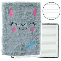 Plüsch-Notizbuch Notizbuch liniert grauer Hase A5 80 Blatt