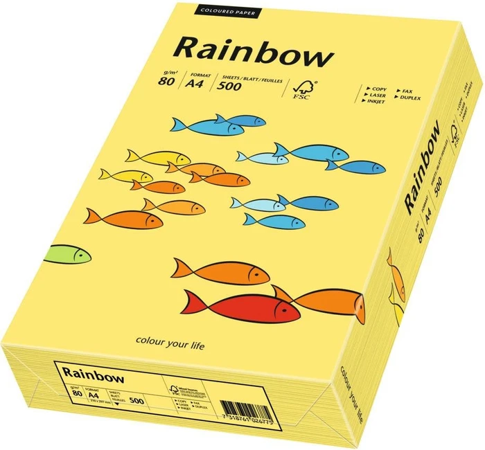 Rainbow Kopierpapier COLOURED PAPER gelb DIN A4 80 g/qm 500 Blatt