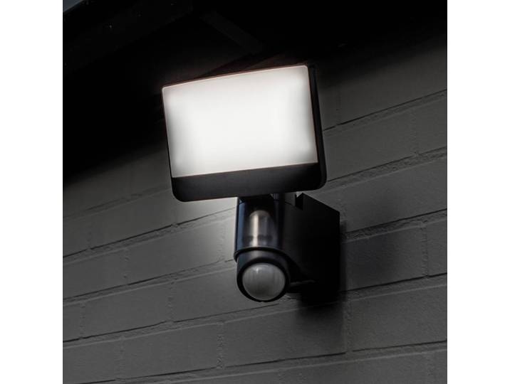 LUTEC LED-Sensor-Außenwandstrahler SUNSHINE, 25 cm dunkelgrau IP54 SUNSHINE, alu / grau / zink, Kunststoff, Modern, Wandleuchte außen