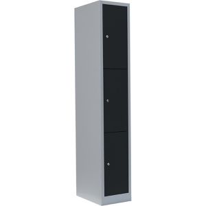 Lüllmann Schließfachschrank 520318, anthrazit, 3 Fächer, Stahl, 32 x 180cm, mit Zylinderschloss