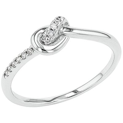 Fingerring AMOR "Knoten-Optik" Gr. 58, silber (silberfarben, kristallweiß), Fingerringe, Damen, 58, Silber 925 (Sterlingsilber), 1mm, Fingerring, mit Zirkonia (synth.)