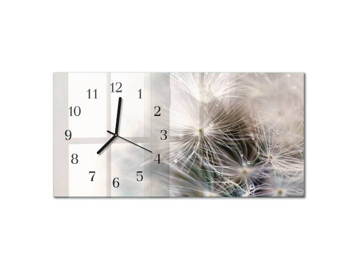 Tulup Wanduhr 60x30 cm - Feld, Grau, Glas, Rechteckig, 60x30x0.4 cm, Dekoration, Uhren, Wanduhren