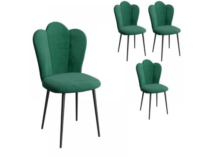 PEACHES CHAISE 4 Chaises 43*44*90cm Maison Cuisine Salon Chaises Velours de Cuisine Salle à Manger Chaises vert