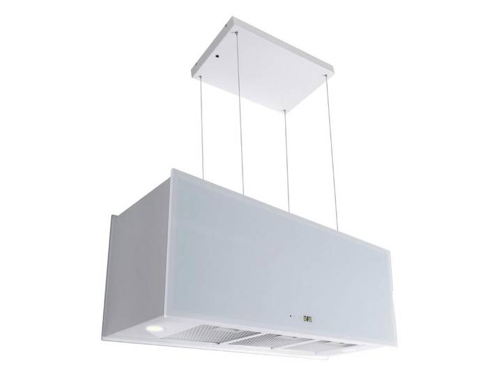 GURARI Inselhaube GCH I 333 90 WH Prime + 5 JAhres Garantie Dunstabzugshaube 90cm, 1000m³/h, Weißglas
