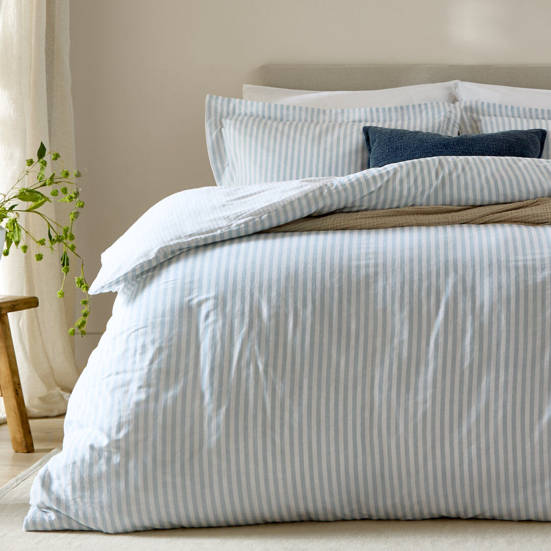 Yard Hebden Mélange Stripe 100% Cotton Duvet Cover Set Mauve Super King Duvet Cover + 2 Standard Pillowcases