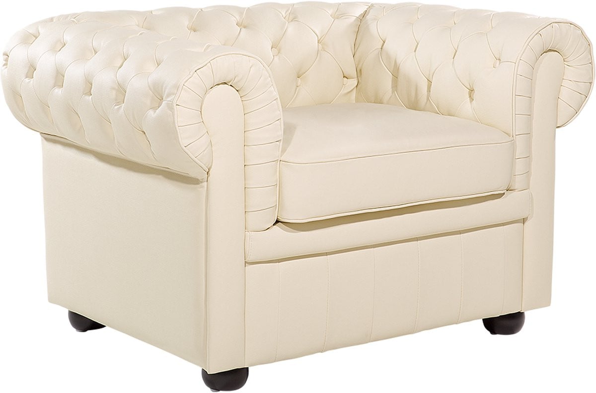 Beliani Chesterfield fauteuil - Lichtbeige - Leer