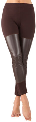 Leggings mit Kunstleder-Besatz, braun
