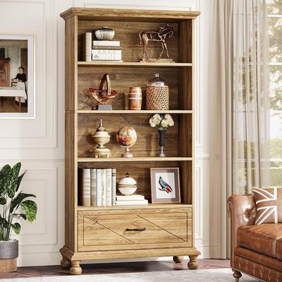 BLUEBELL 6-Shelf Bookcase Bookshelf with Drawer 71 Book Shelf for Living Room