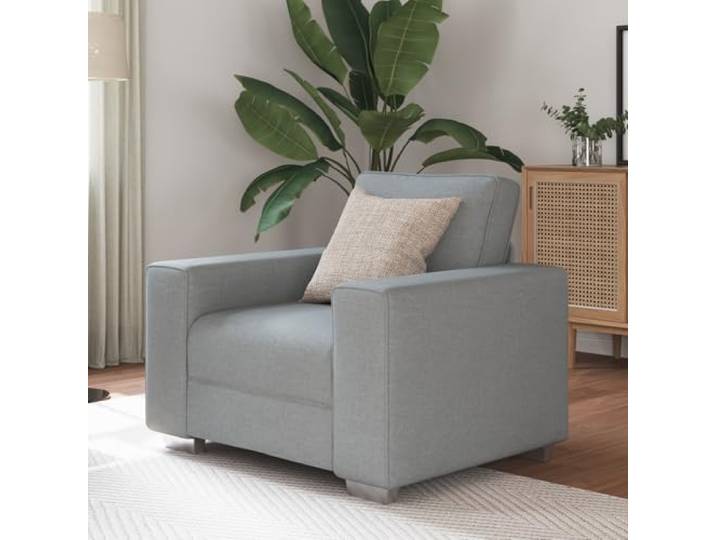 HEFZGDB Moderner Hellgrauer Akzentstuhl 59 cm Stoff Sessel mit Stützender Rückenlehne und Plüschigem Sitzkissen für Wohnzimmer Lounge Entspannung Lesen Langlebig Holzrahmen Robust