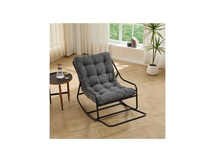 Rocking chair pour terrasse assise moelleuse structure stable aux tons sombres