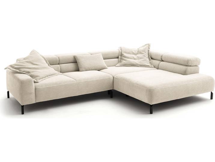 KAWOLA Sofa DELIA Ecksofa Cord cremeweiß Recamiere rechts