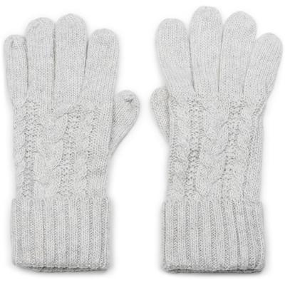 Strickhandschuhe STYLEBREAKER "Strick Handschuhe mit Zopfmuster und Metallic Faden", Damen, grau (hellgrau), Obermaterial: 70% Polyacryl PAN. 30% Wolle WO., Modisch, Handschuhe